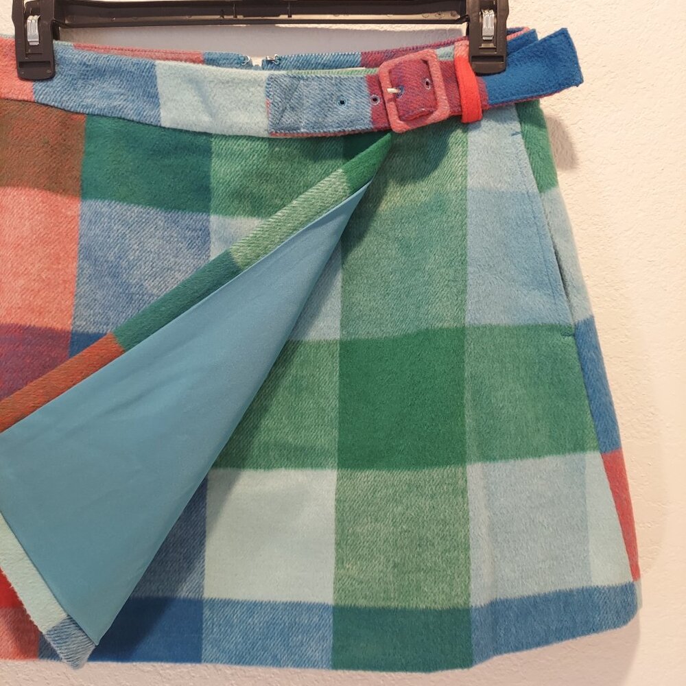 NWT Scoop Plaid Asymmetrical Skirt | Crossover Waist Mini | Size 8 - Picture 5 of 10